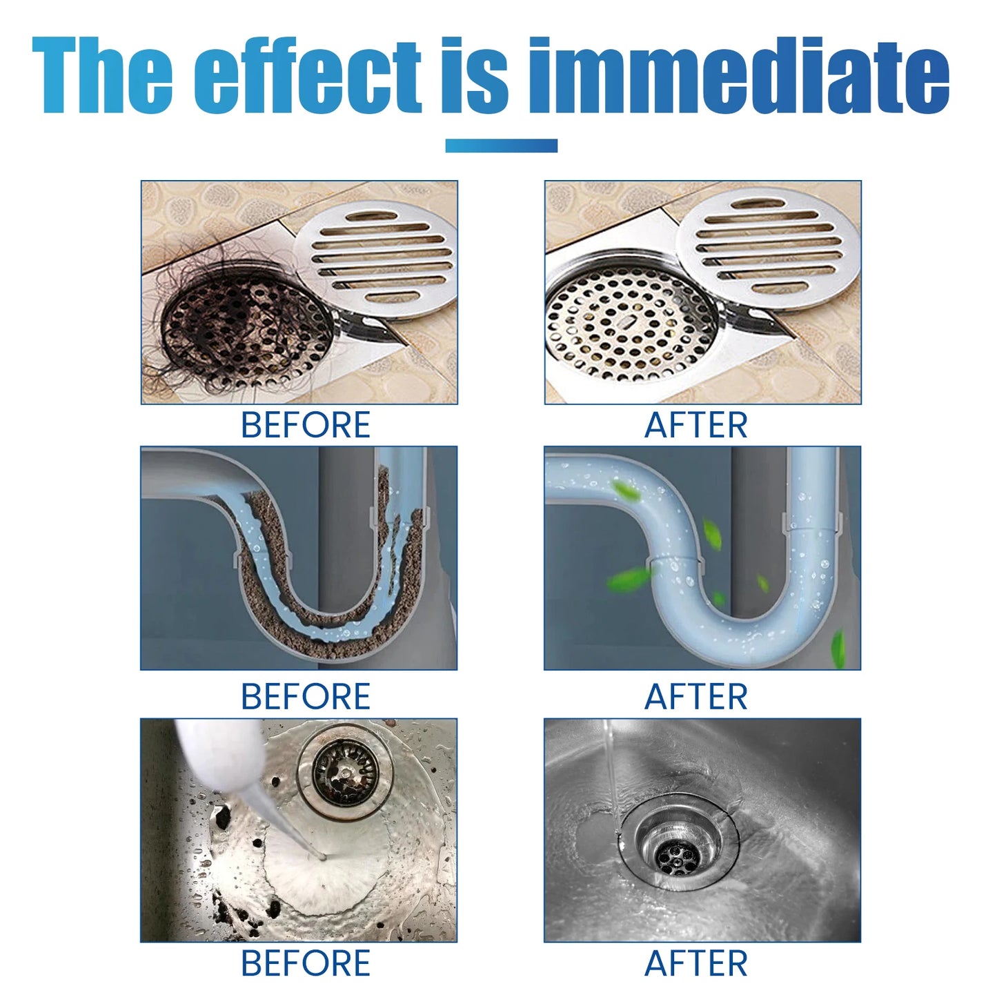 Toilet or Kitchen Drain Blockage, Non-Irritating, Clean, Deodorant Powder