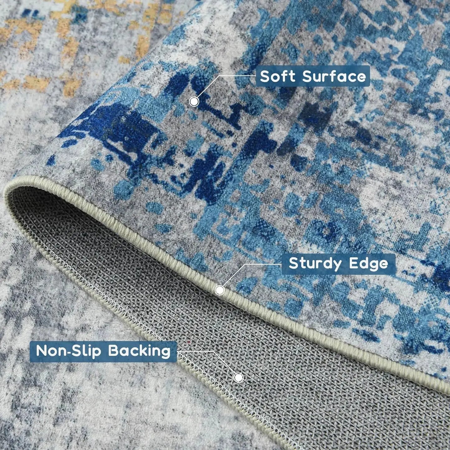 Soft, Low Pile Machine Washable Area Rug