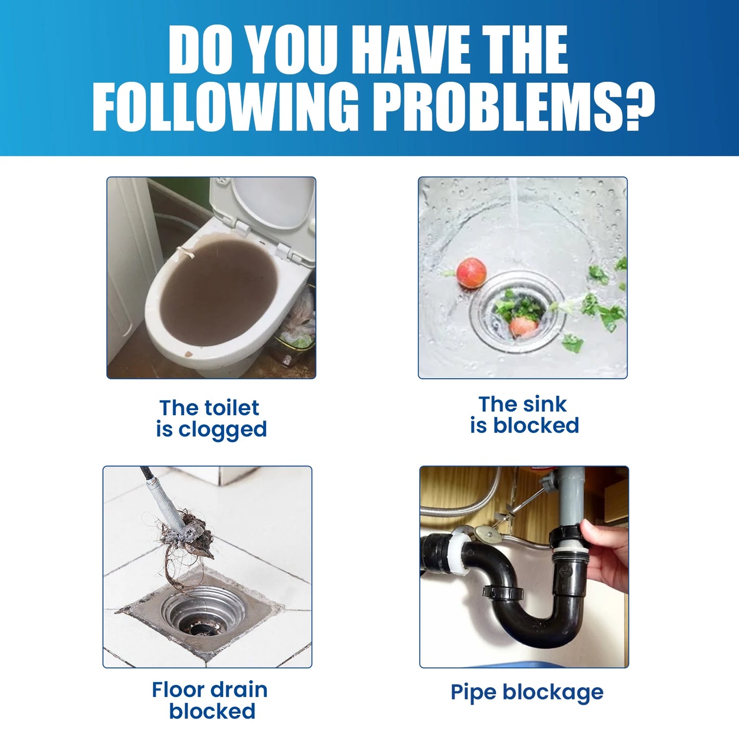 Toilet or Kitchen Drain Blockage, Non-Irritating, Clean, Deodorant Powder