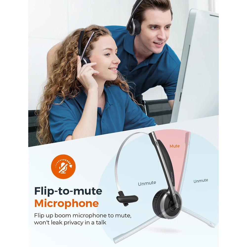 Bluetooth 5.0 Headphones with Mic Charging Base18H Talking Time