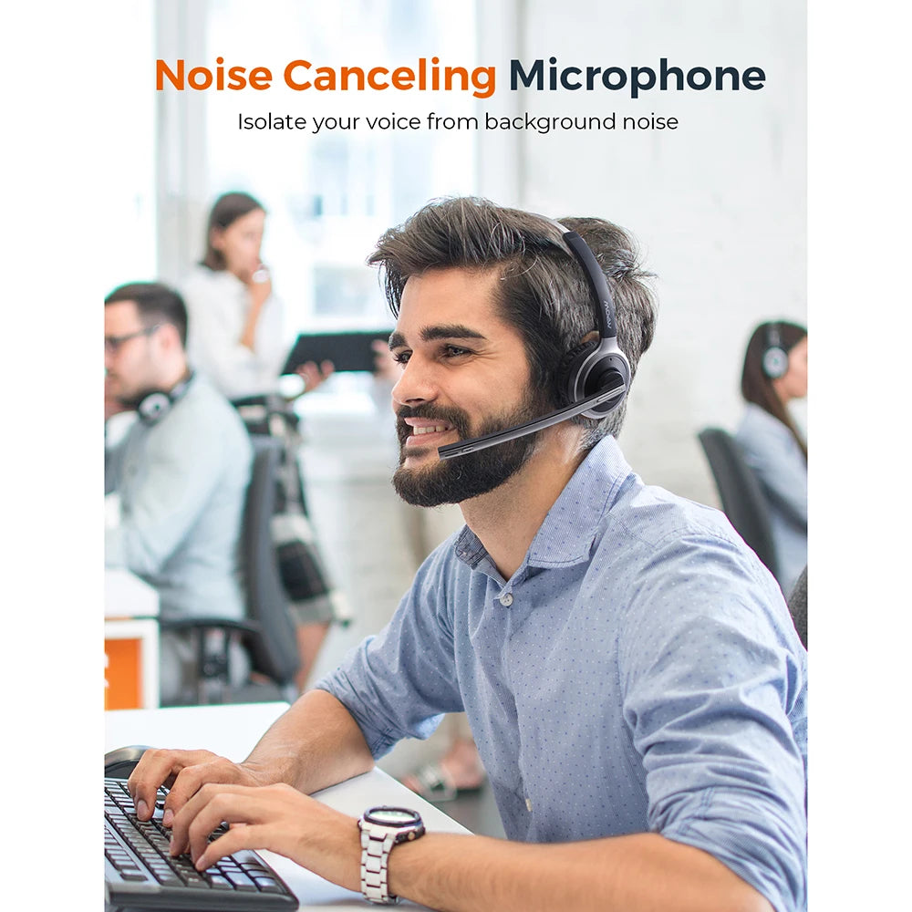 Bluetooth 5.0 Headphones with Mic Charging Base18H Talking Time