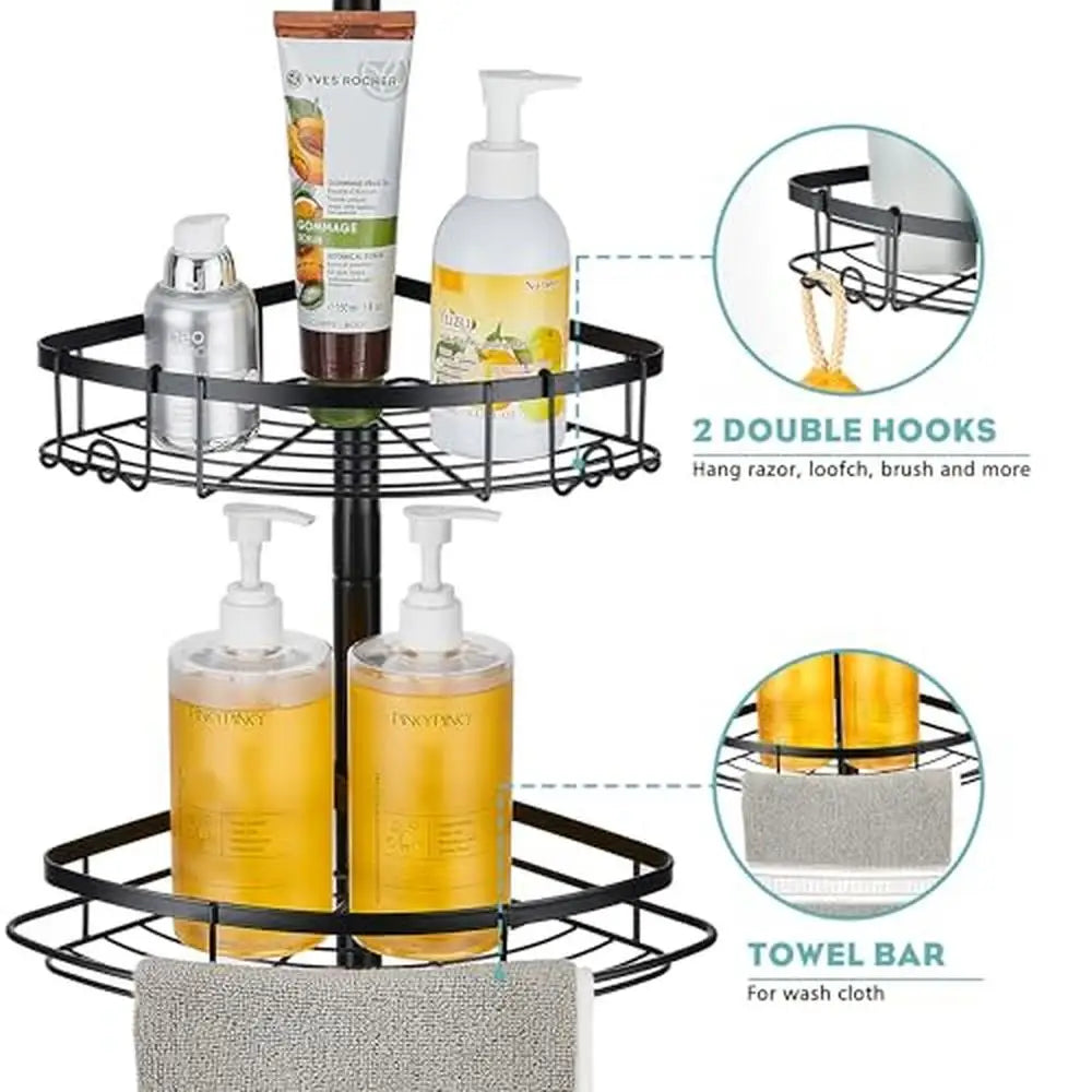 Corner Shower/Bathtub Caddy Organizer With Tension Pole