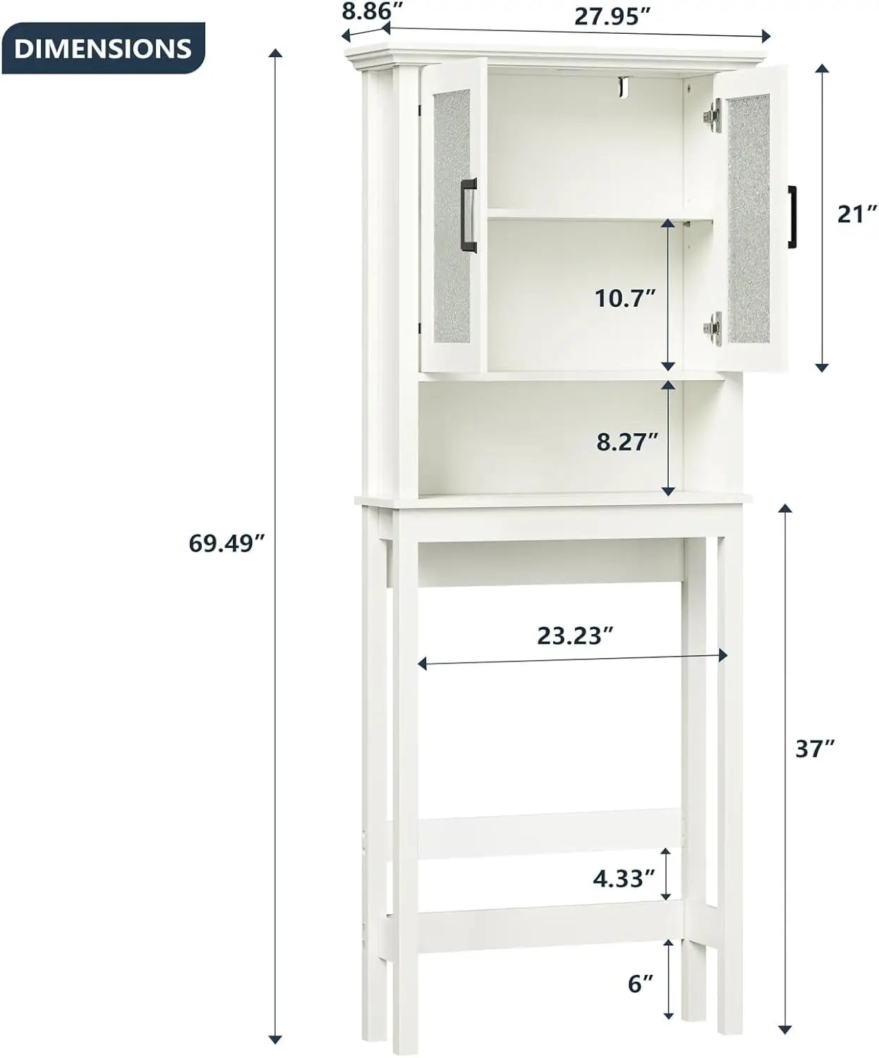Over The Toilet Bathroom Storage Cabinet with Doors