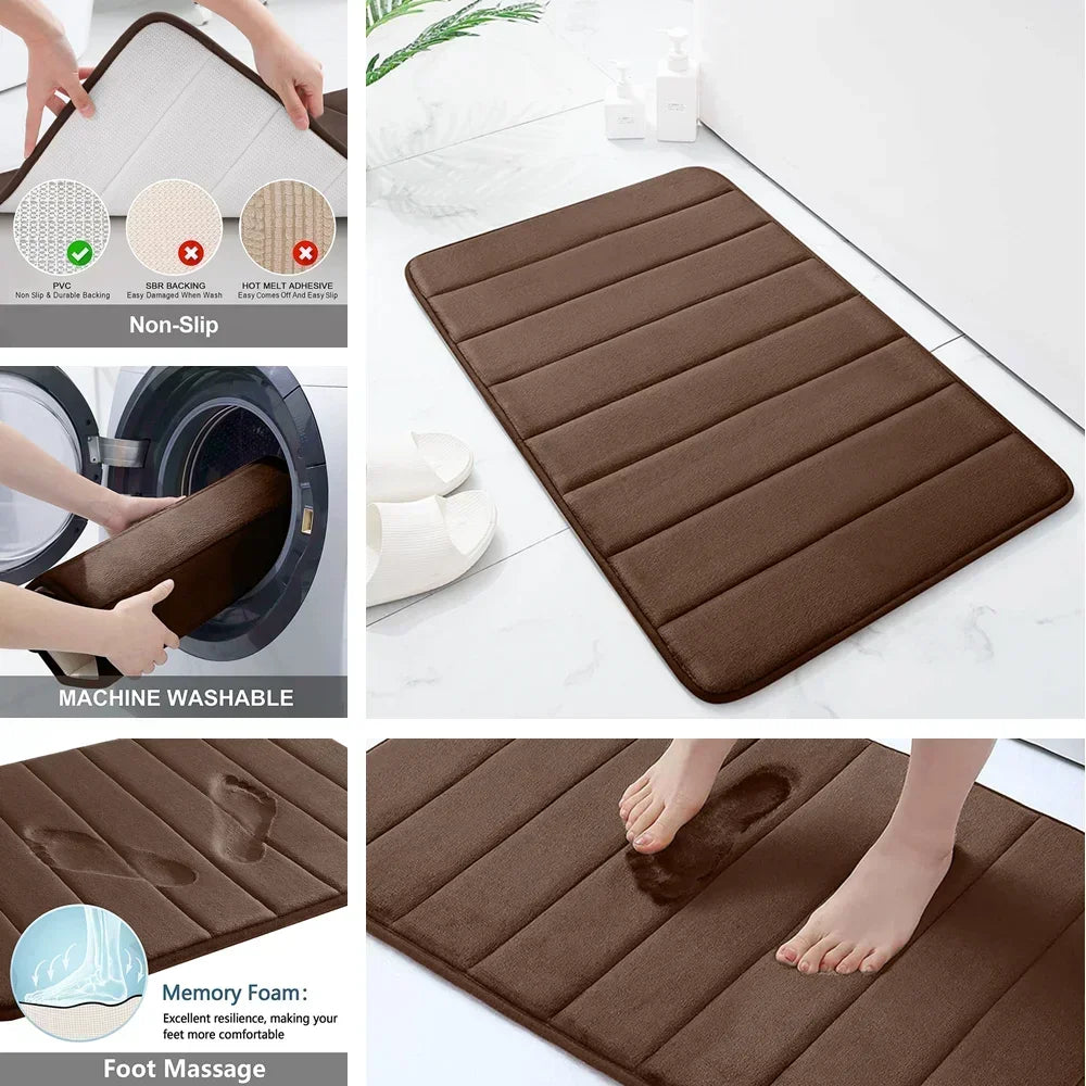Water Absorbing, Non-Slip Memory Foam Bath Mat
