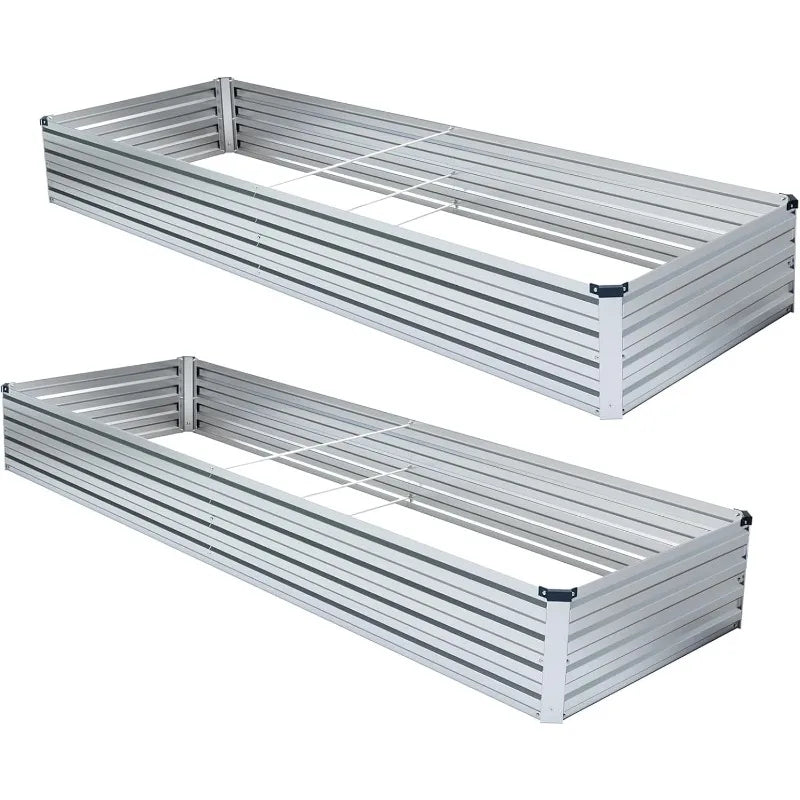 2 Pack 6x3x1FT Galvanized Metal Raised Garden Bed Kit - Outdoor