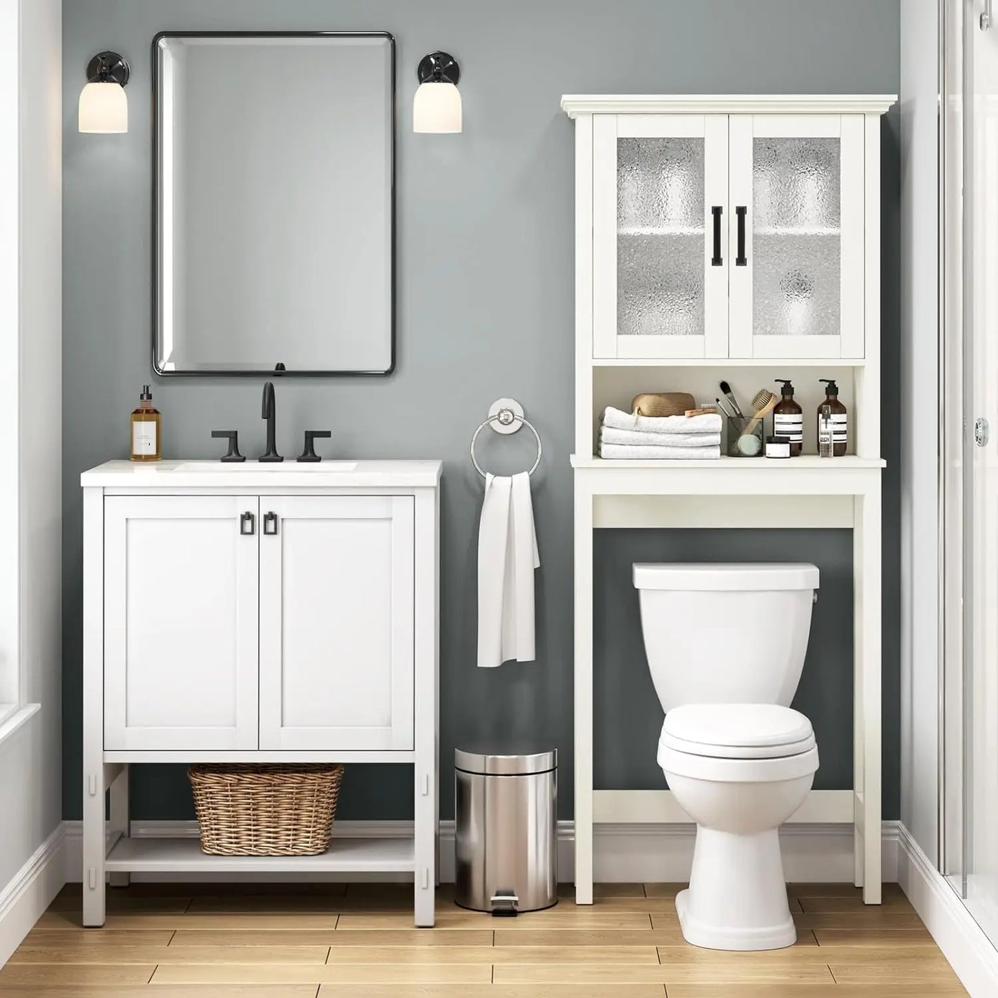 Over The Toilet Bathroom Storage Cabinet with Doors