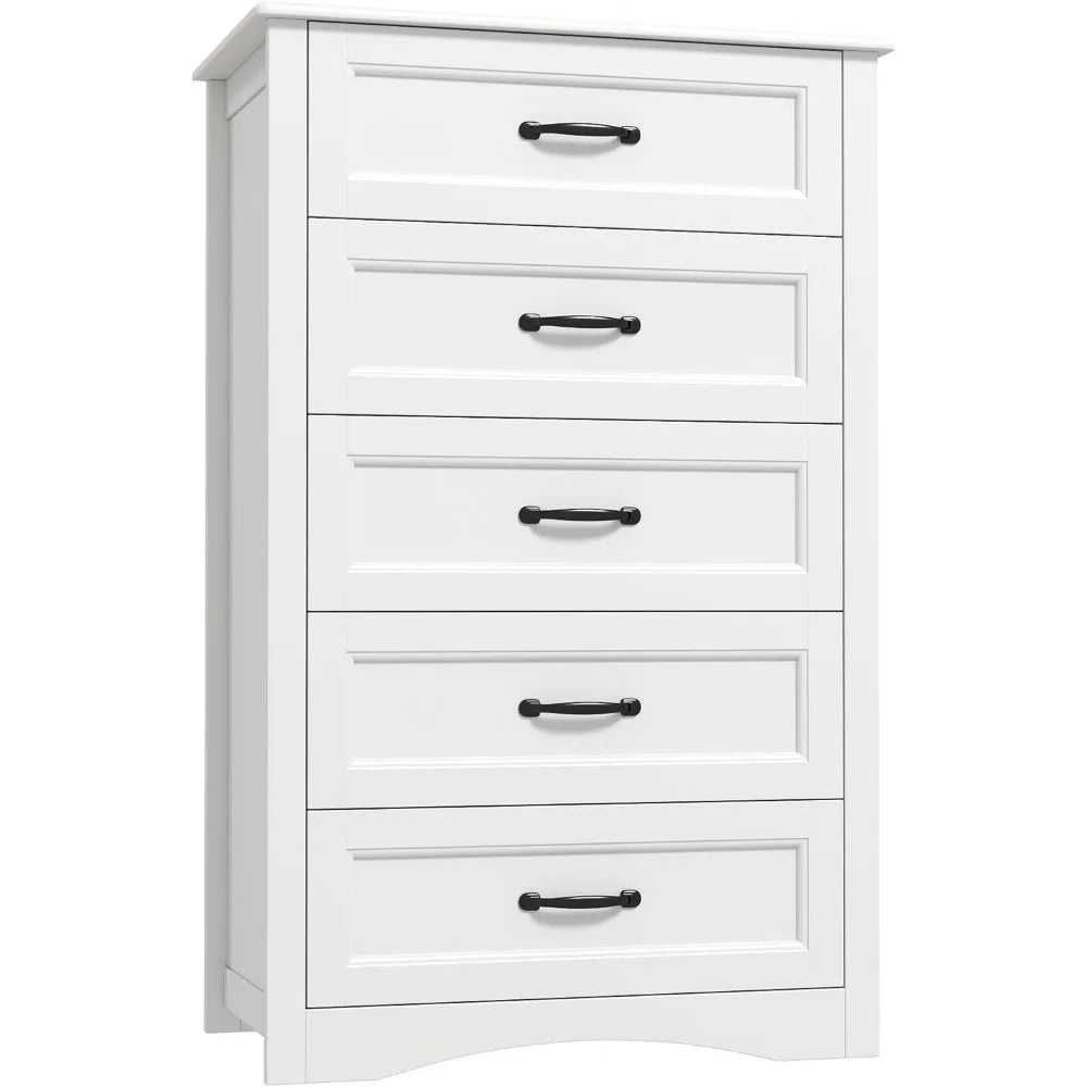 White Wood Chest of Drawers with Anti-Tip Device