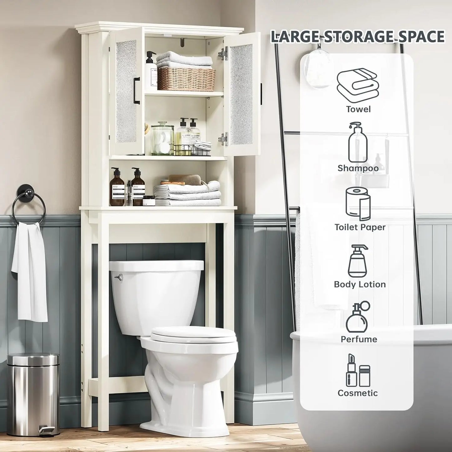 Over The Toilet Bathroom Storage Cabinet with Doors