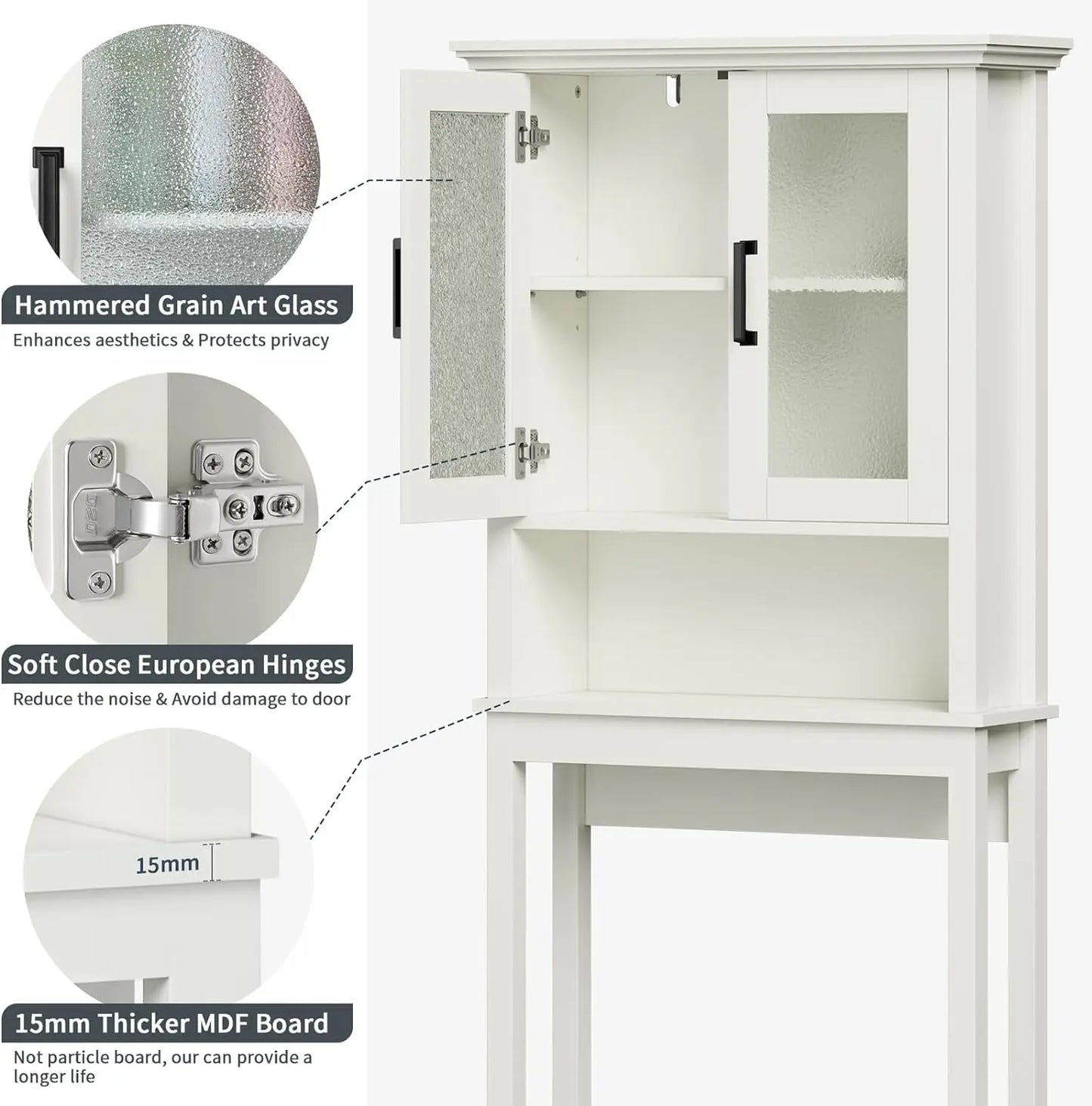 Over The Toilet Bathroom Storage Cabinet with Doors