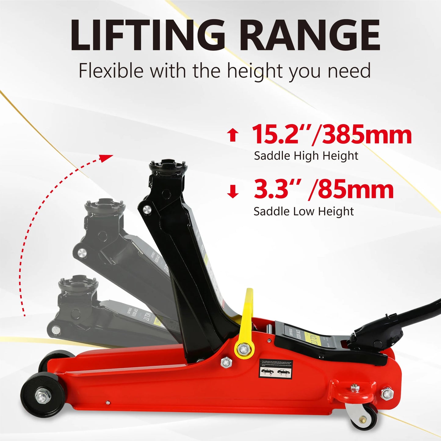 2T Low Profile Floor Jack with 3T Jack Stands and Tire Repair Kit