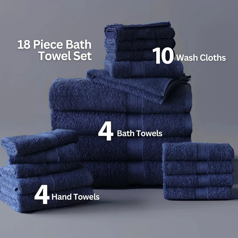 18-Piece 100% Cotton Towel Set
