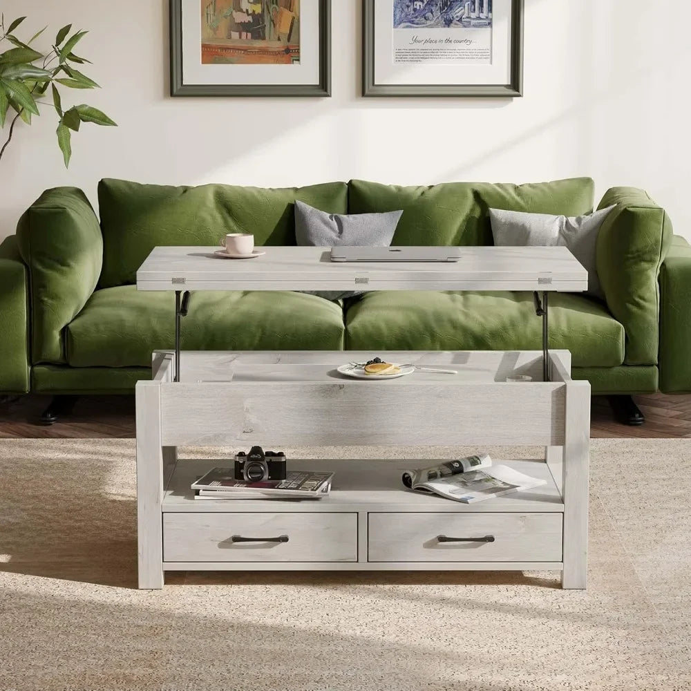 Multi-Function Lift Top Coffee Table with Drawers