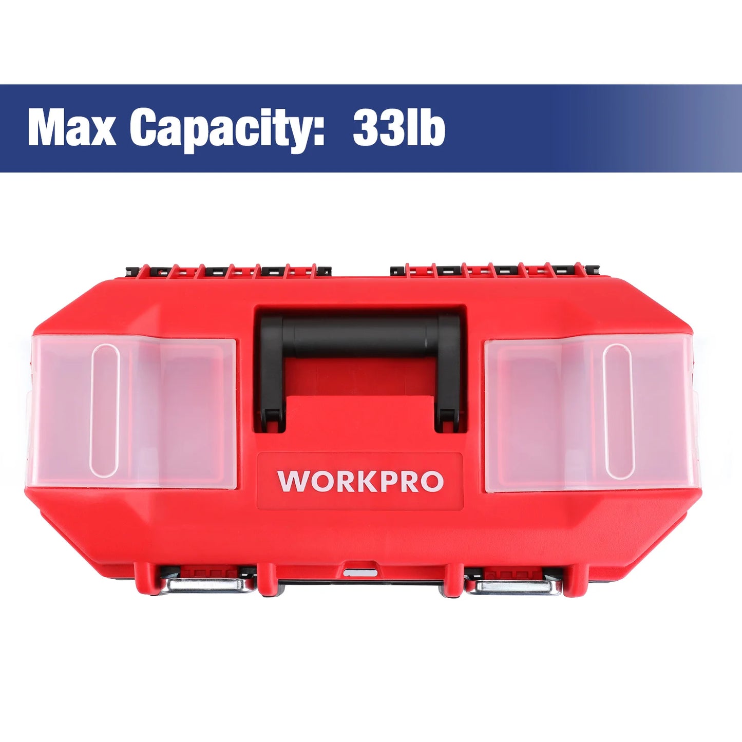 16" Waterproof Double Layer Tool Box with Tray Storage