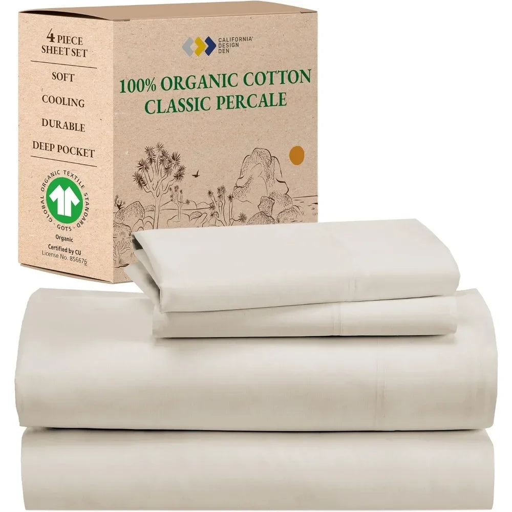 100% Organic Cotton Cooling Sheet Set With Deep Pockets