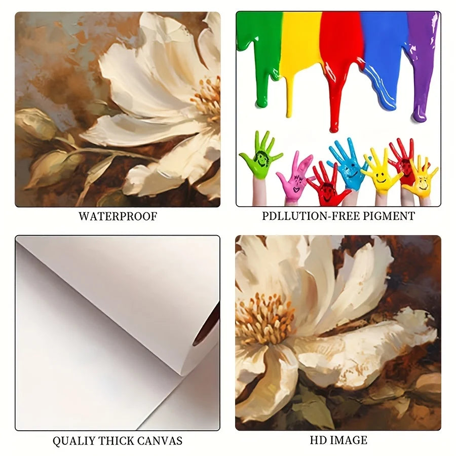 Canvas Wrapped Framed Flower Painting