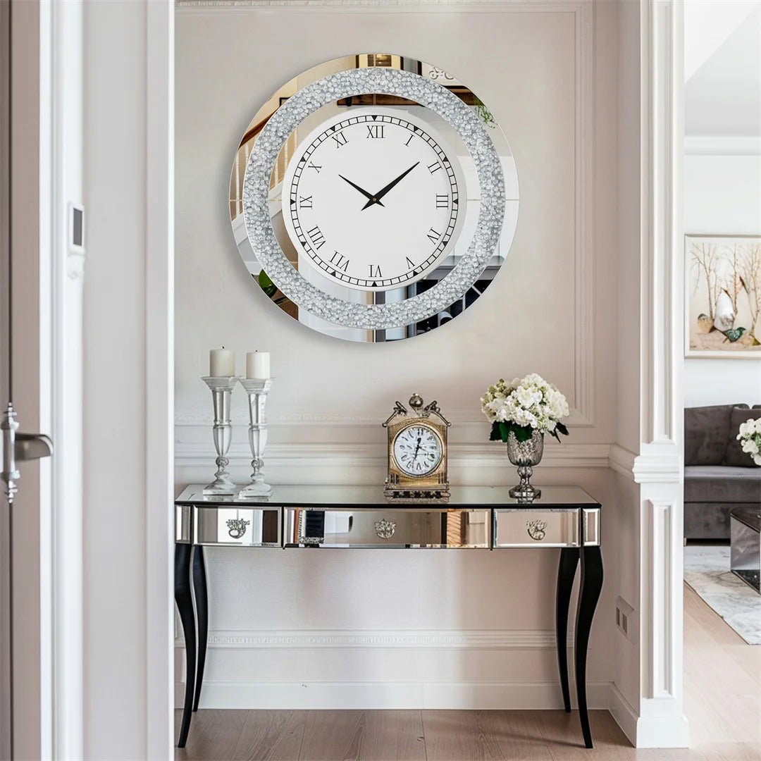 Round Diamond Mirror Wall Clock