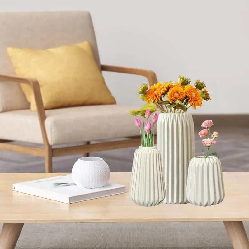 3 PCS Floral Ceramic Vase Set Creative Vase Set