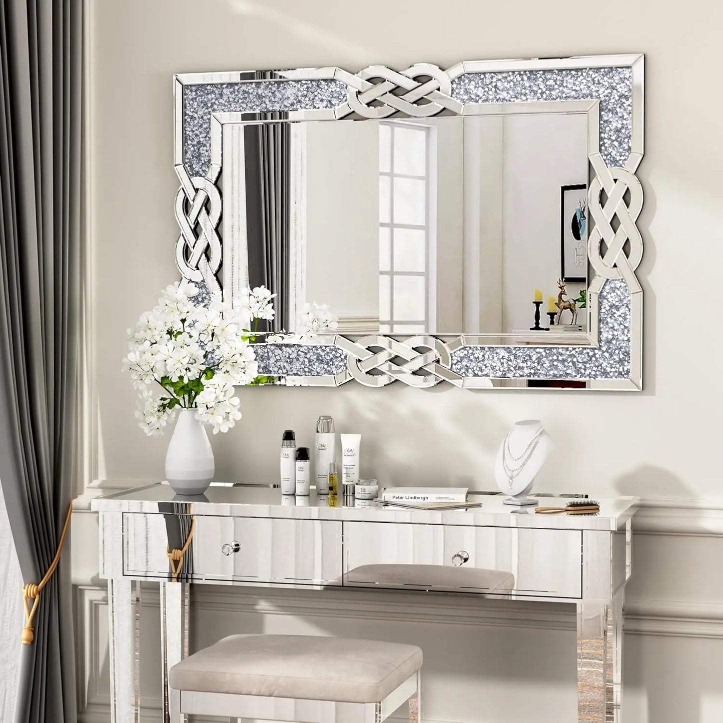 Large Crystal Crush Diamond Decorative Mirror