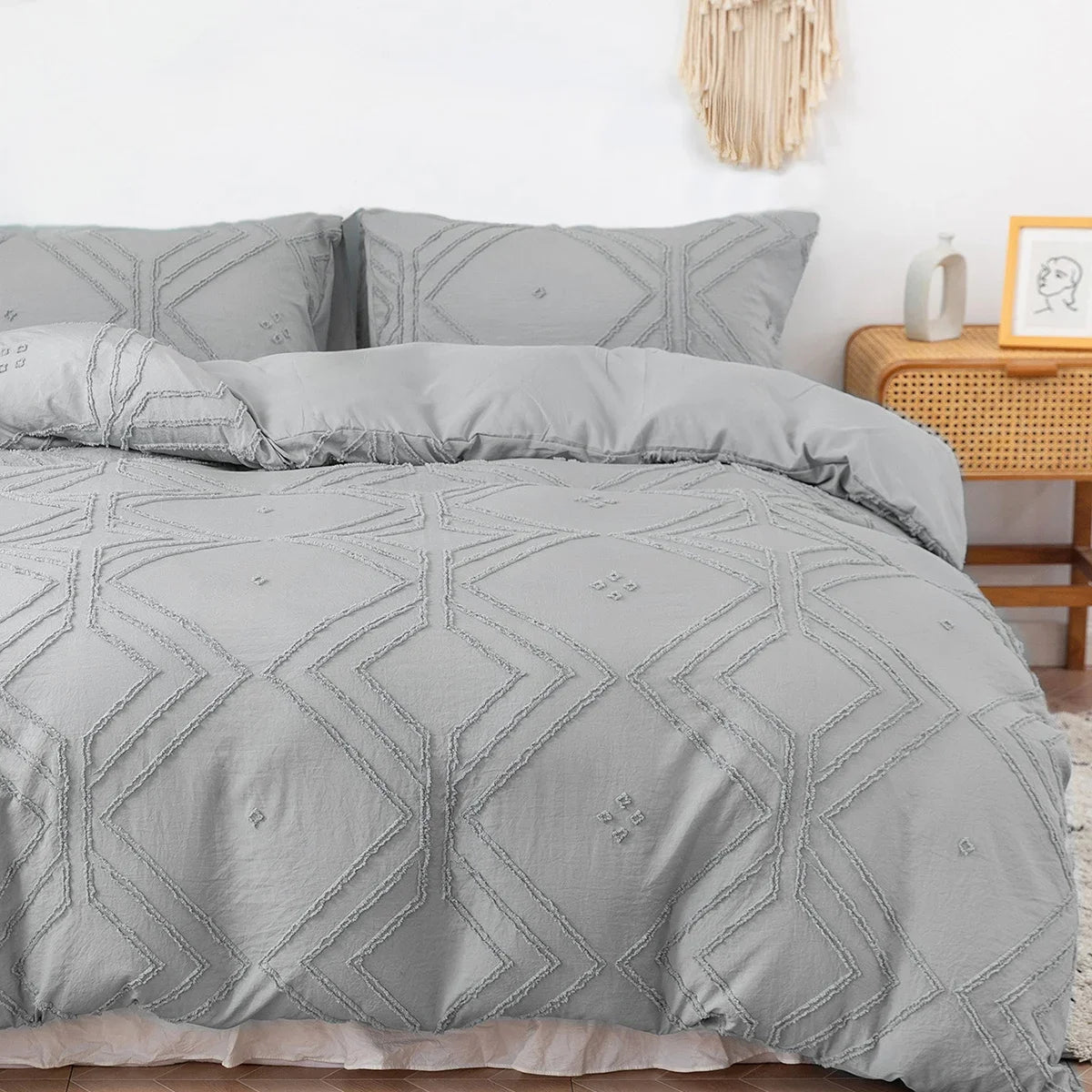 3pcs Tufted Duvet Bedding Cover Set For All-Seasons