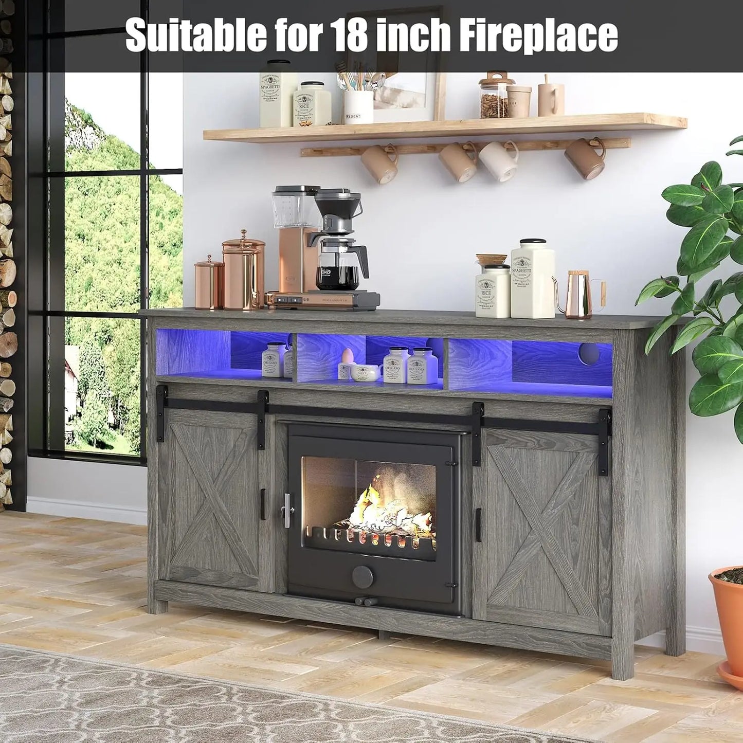 Rustic Entertainment Center with Power Outlets for up to 65 inch TV
