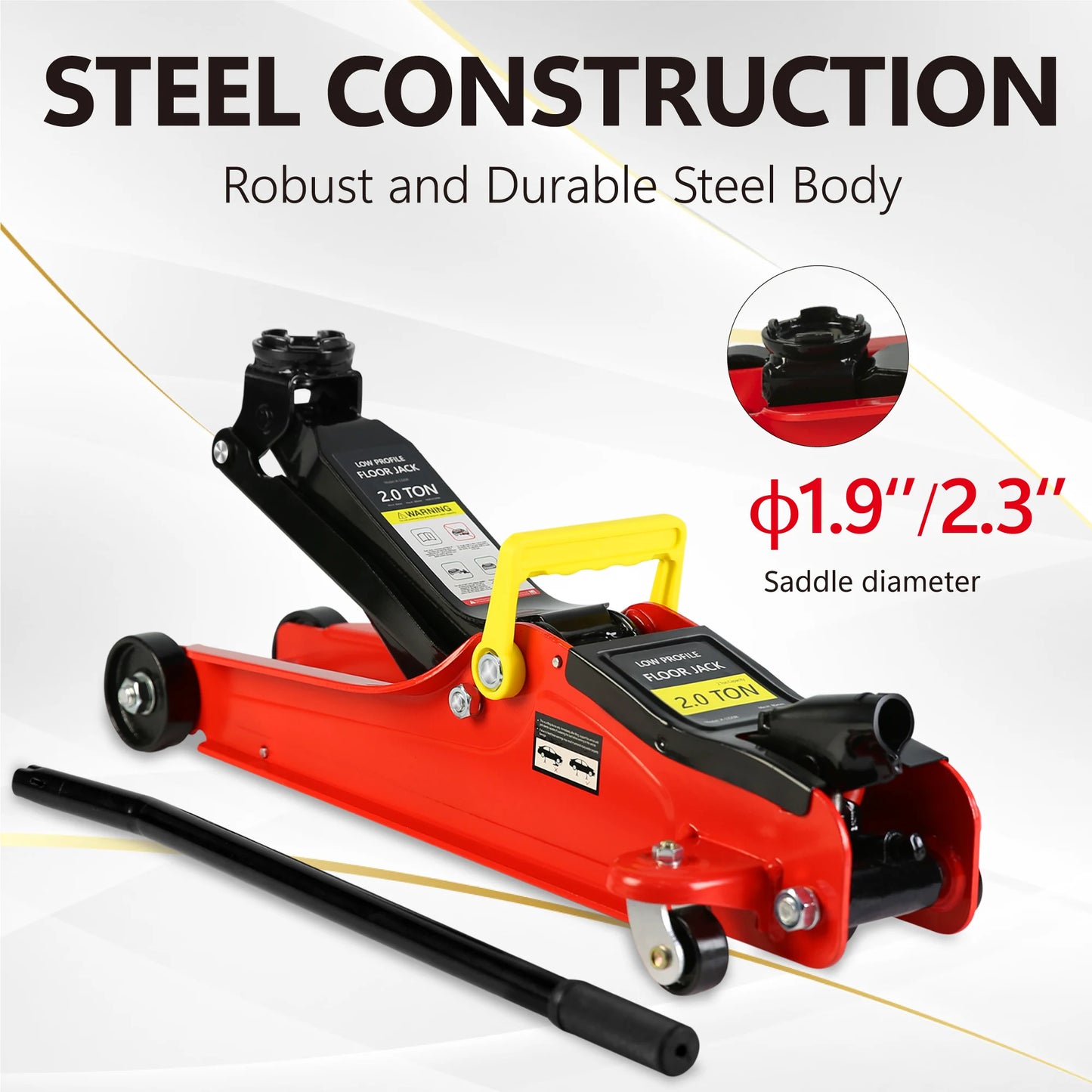 2T Low Profile Floor Jack with 3T Jack Stands and Tire Repair Kit