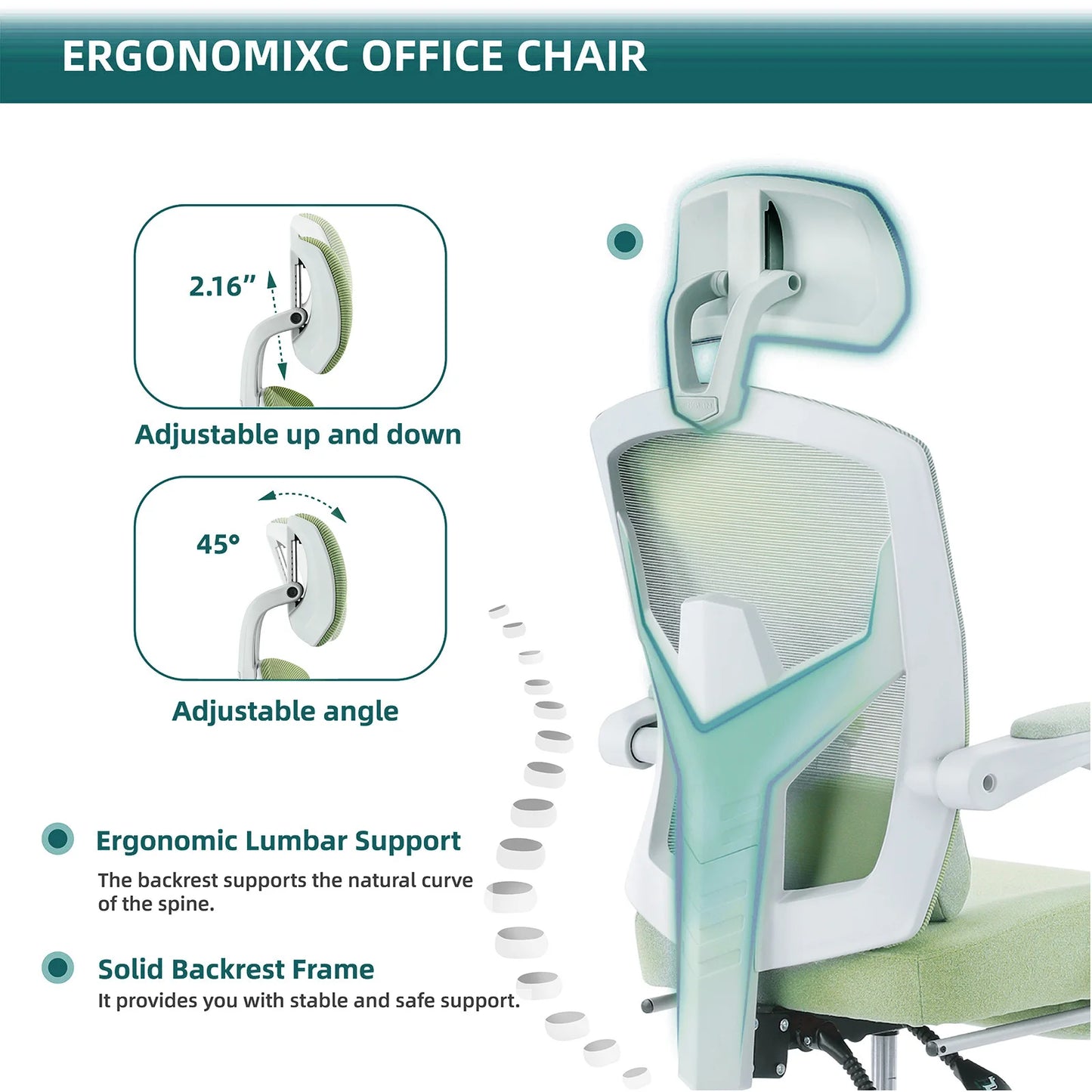 Ergonomic Reclining High Back Swivel Office Chair with Lumbar Support Pillow
