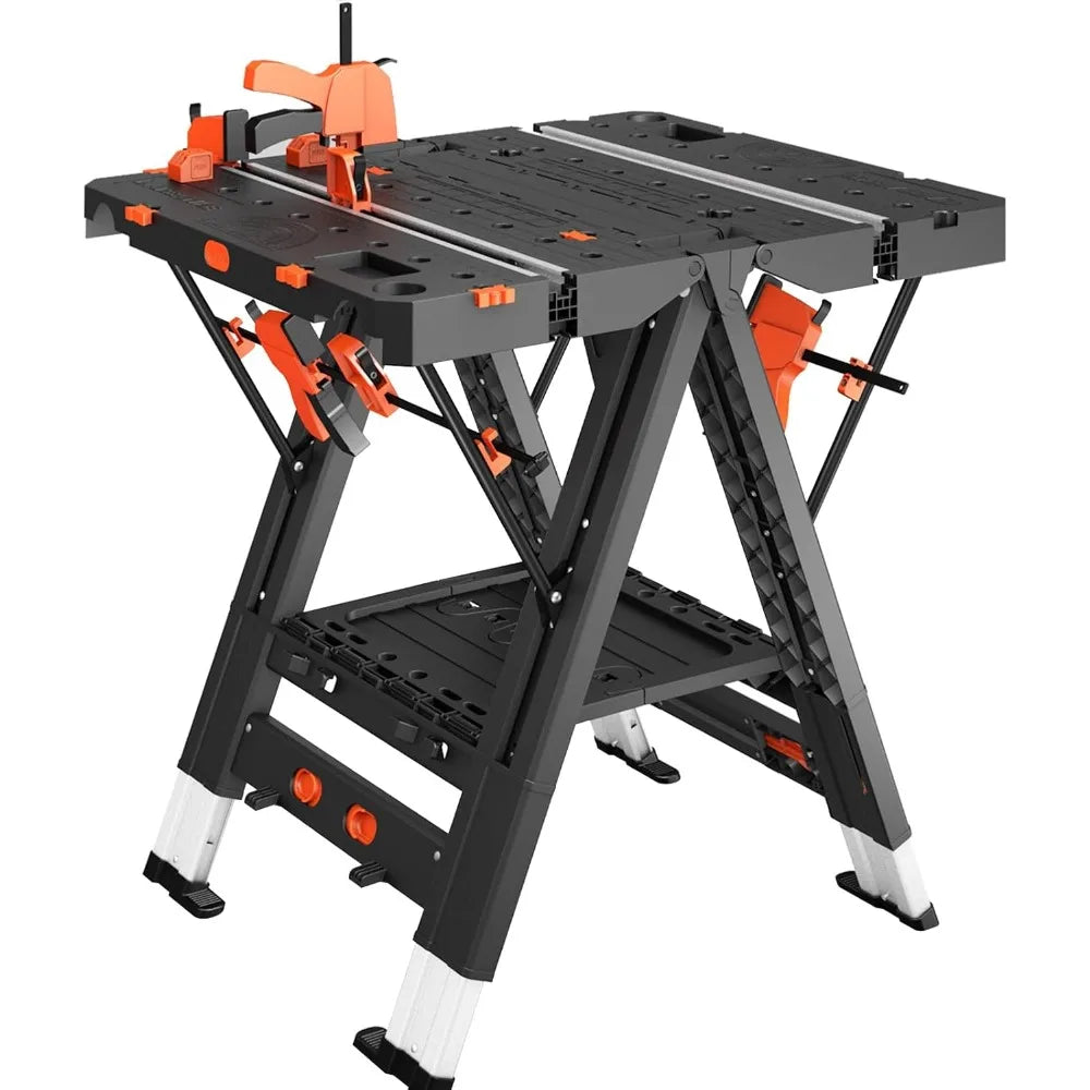 Combined Portable Folding Work Table - 2-in-1 Sawhorse & Workbench
