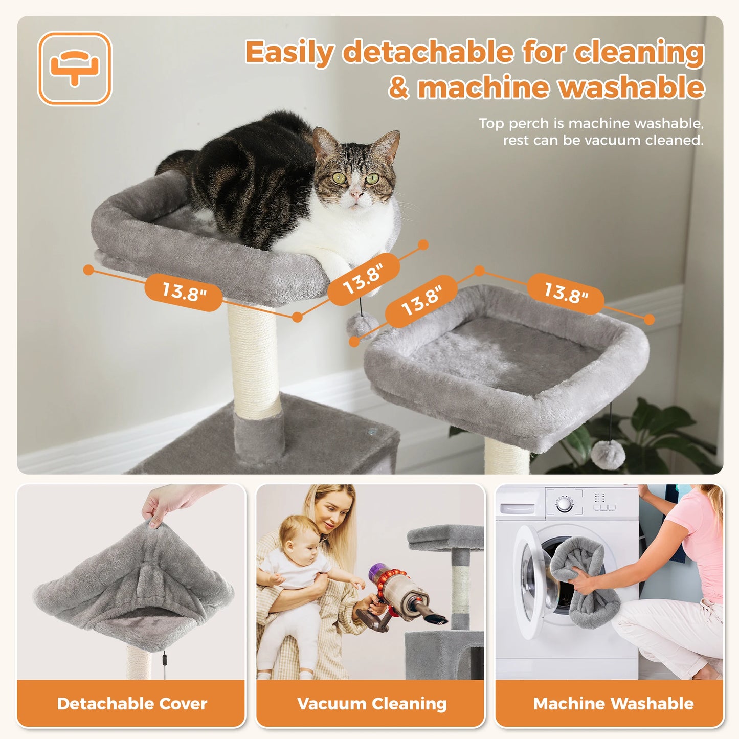 Large Cat Tree with Scratching Posts for Indoor Cats