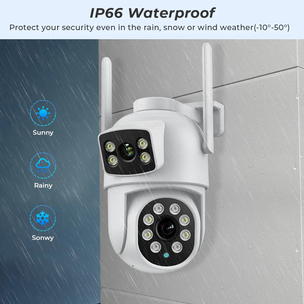 WIFI Camera PTZ (8MP), Outdoor Dual Screens, Human Detection, Dual Lenses, 4MP Security Protection And IP Camera