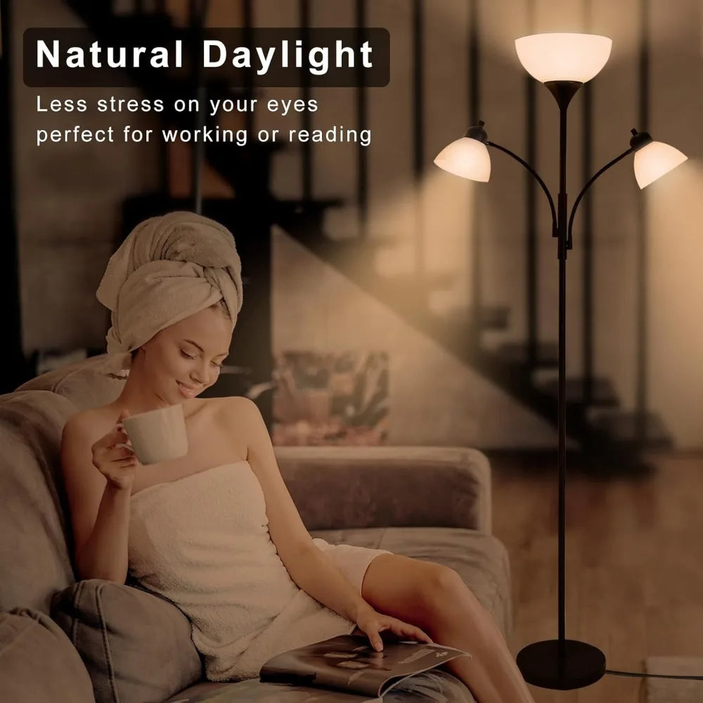 Standing Floor Lamp with 3 Dimming Adjustable Reading Lights