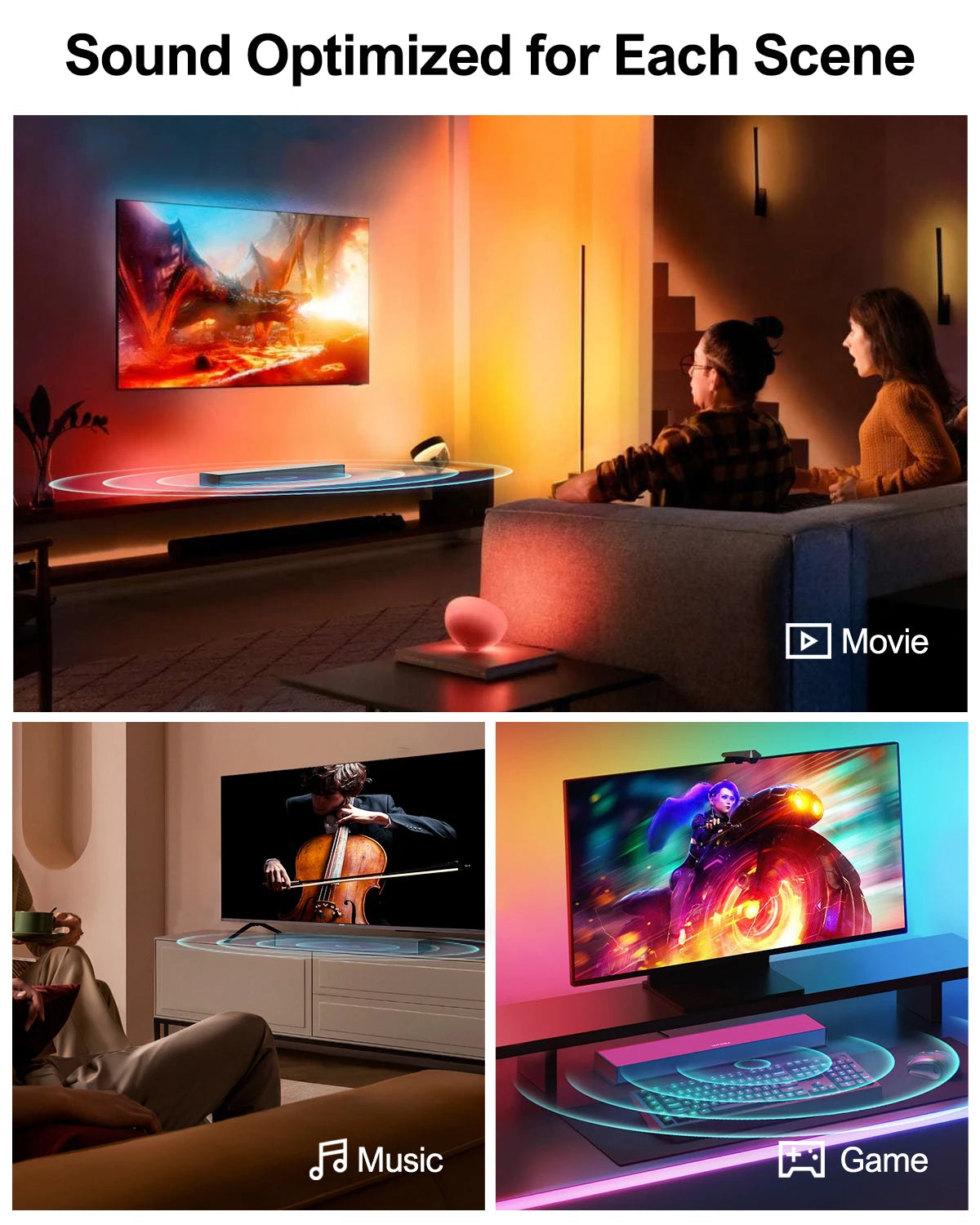 Home Theater Sound System TV 3D Surround Sound Bar,160W With Subwoofer