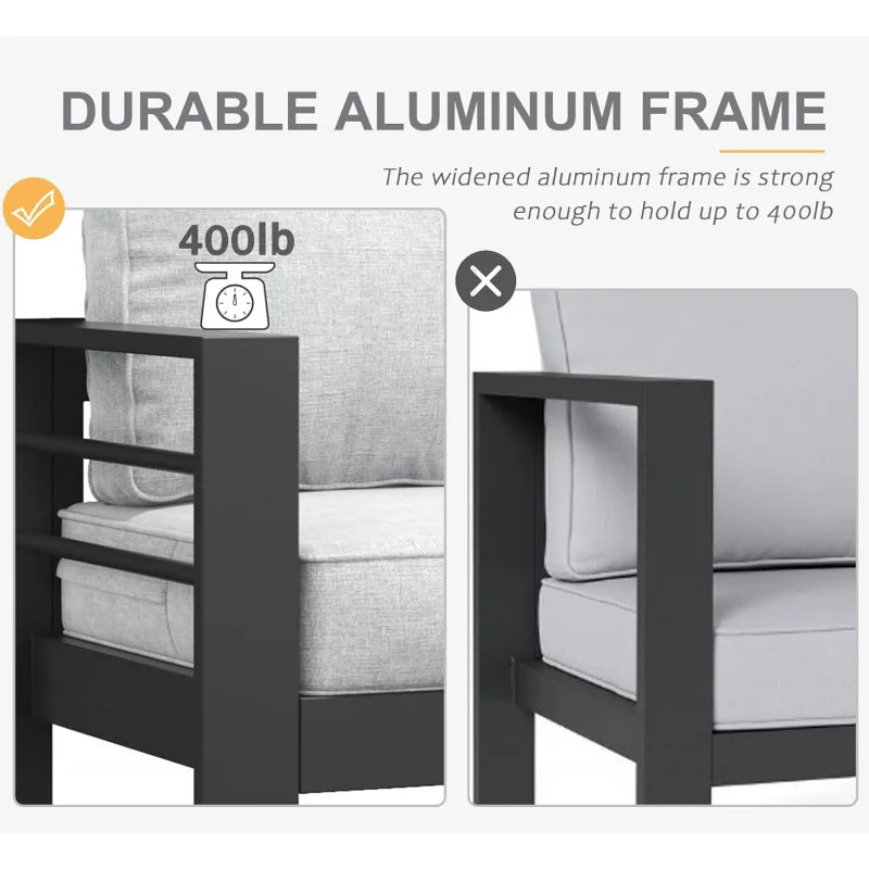 5 Piece Aluminum Patio Furniture Set with Fire Pit Table
