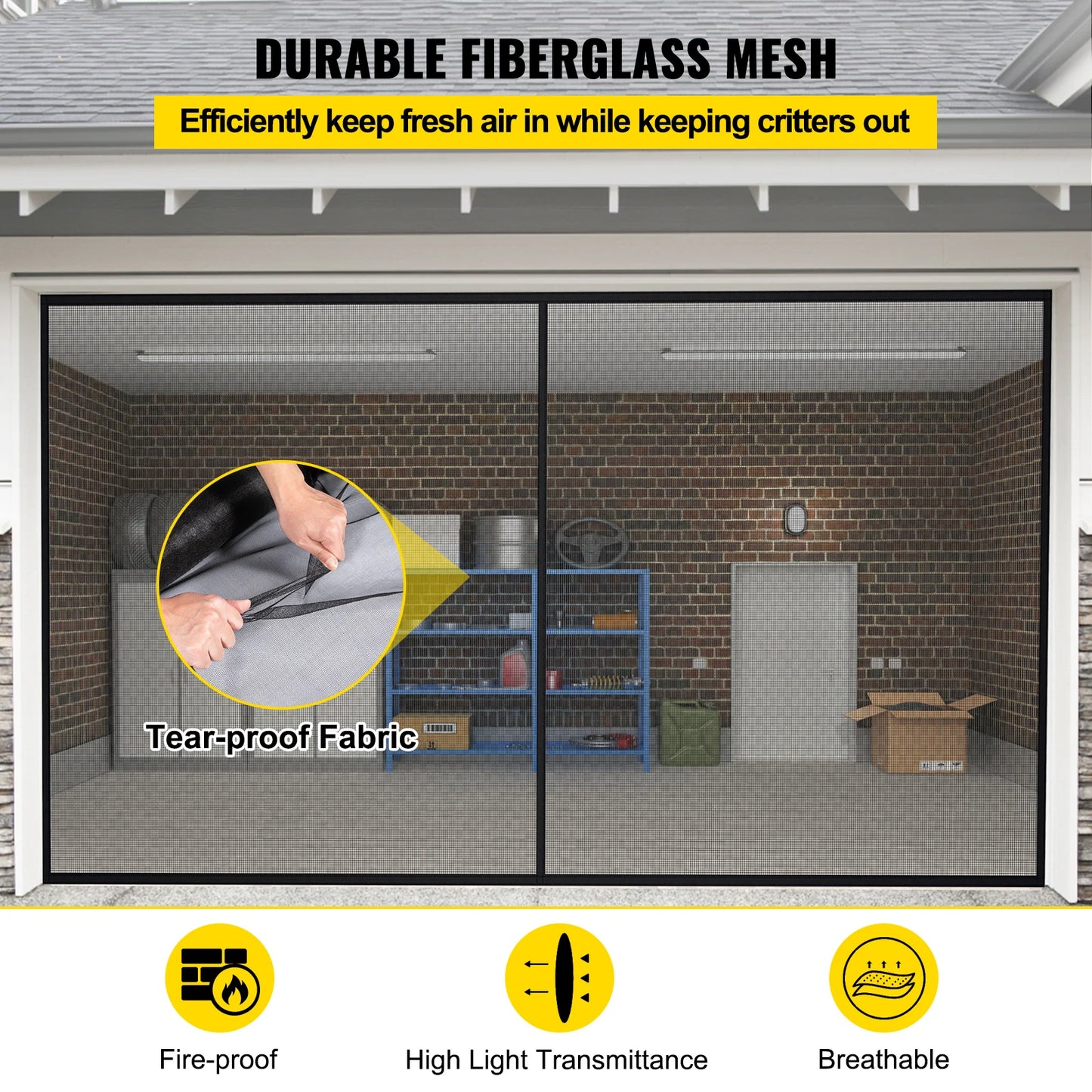 Heavy-Duty Garage Door Retractable Screen 16' x 7'