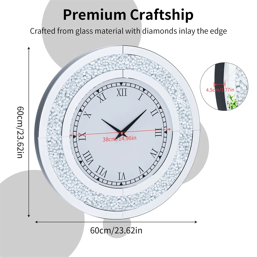 Round Diamond Mirror Wall Clock