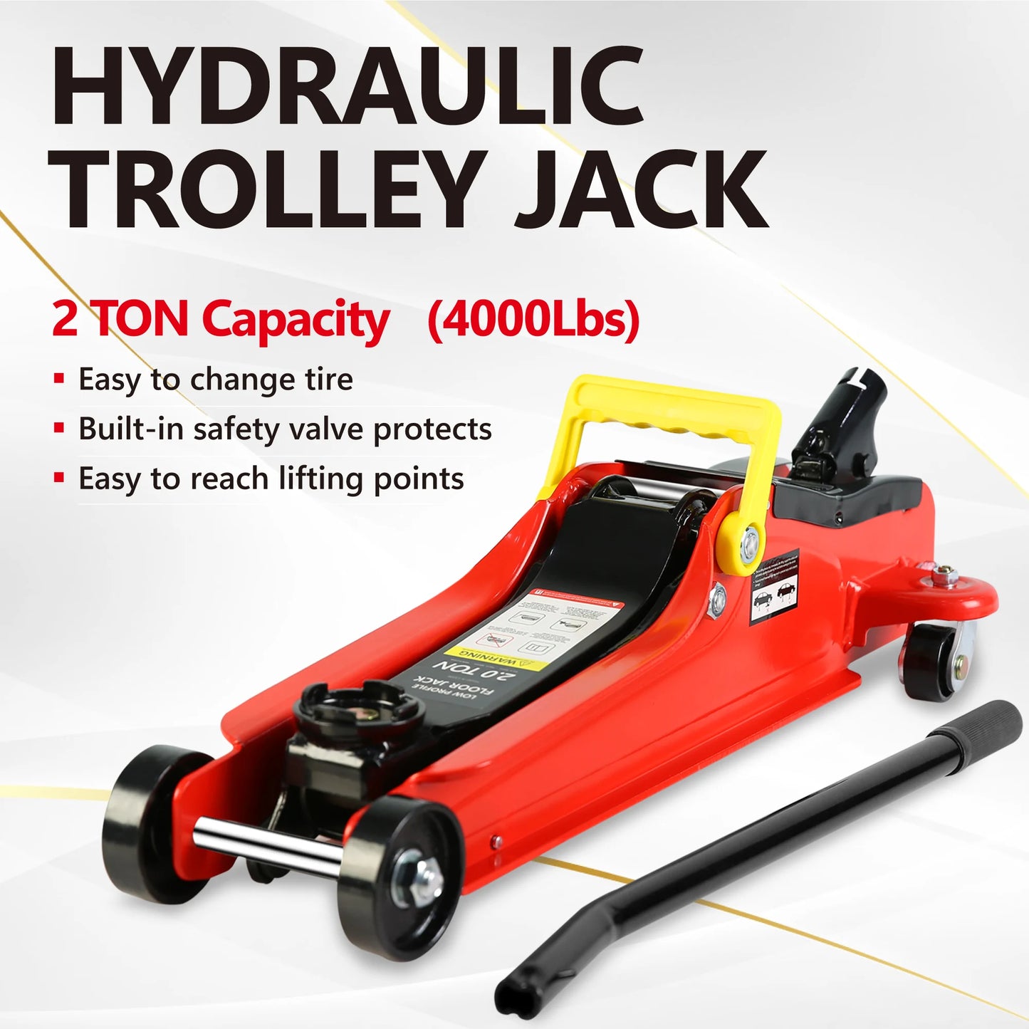 2T Low Profile Floor Jack with 3T Jack Stands and Tire Repair Kit