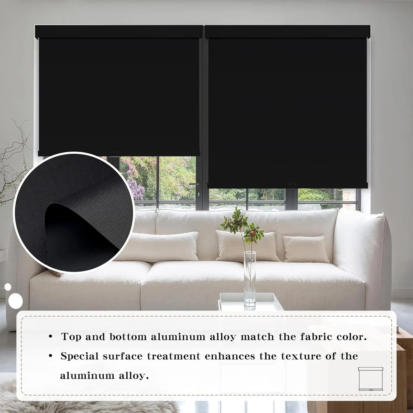 Cordless Blackout Roller Shades with Valance for Windows