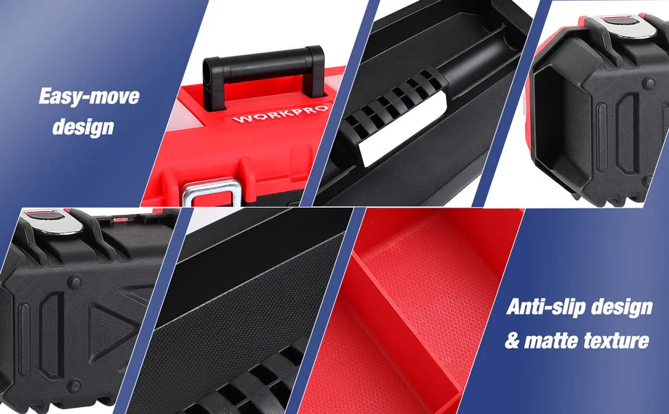 16" Waterproof Double Layer Tool Box with Tray Storage