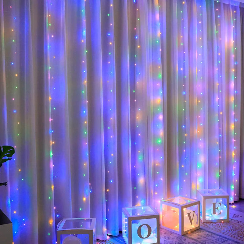 Hanging Curtain Lights, Warm White USB Plug in 8 Modes with Remote