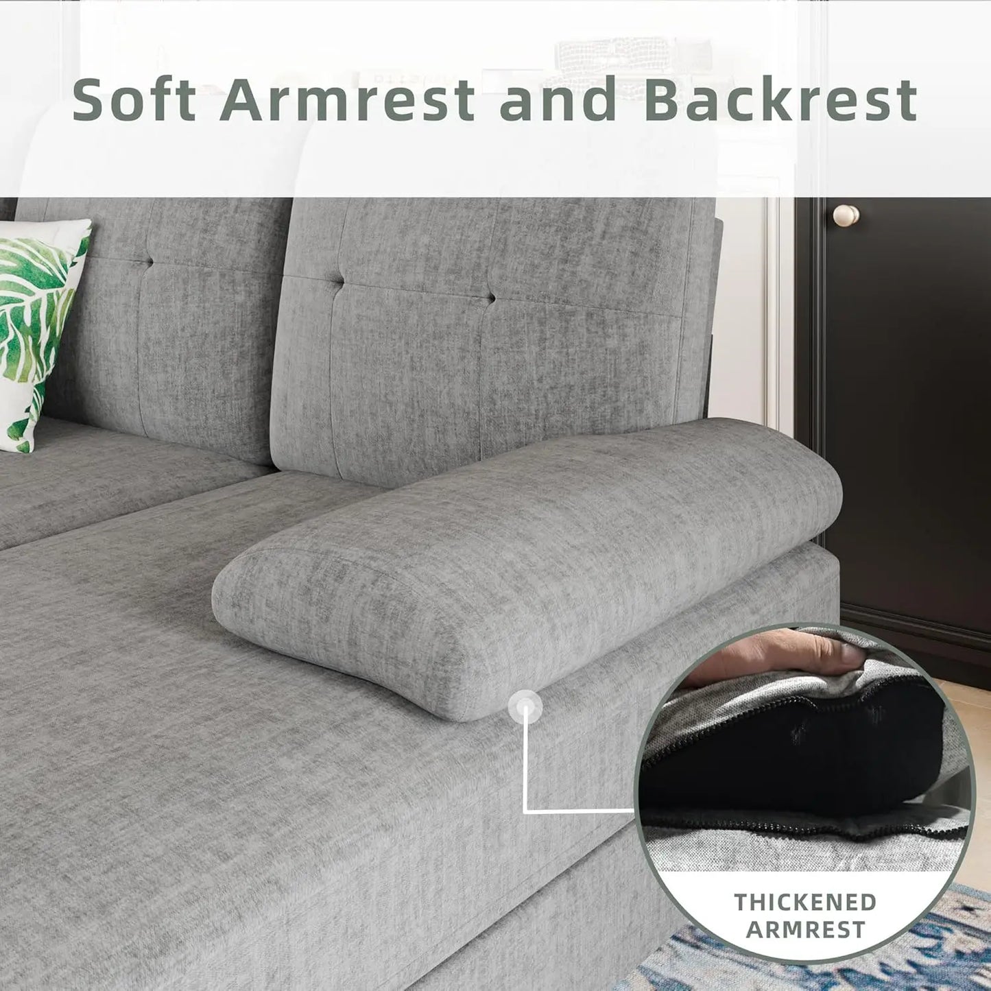 U-Shaped Sectional Sofa with Double Chaise with High-Density Cushions