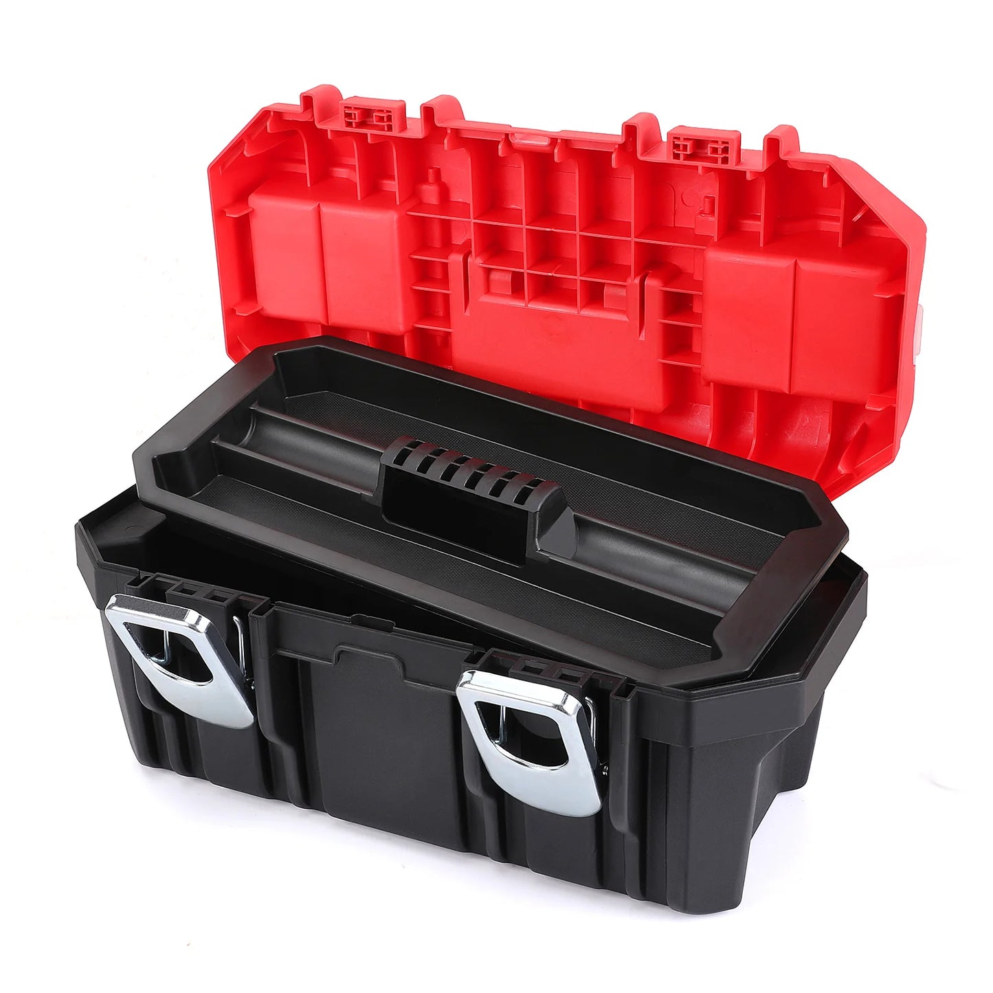 16" Waterproof Double Layer Tool Box with Tray Storage