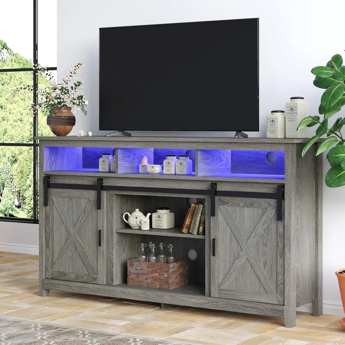 Rustic Entertainment Center with Power Outlets for up to 65 inch TV