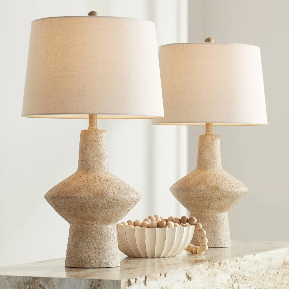 Set of 2 Beige Modern Coastal Table Lamps