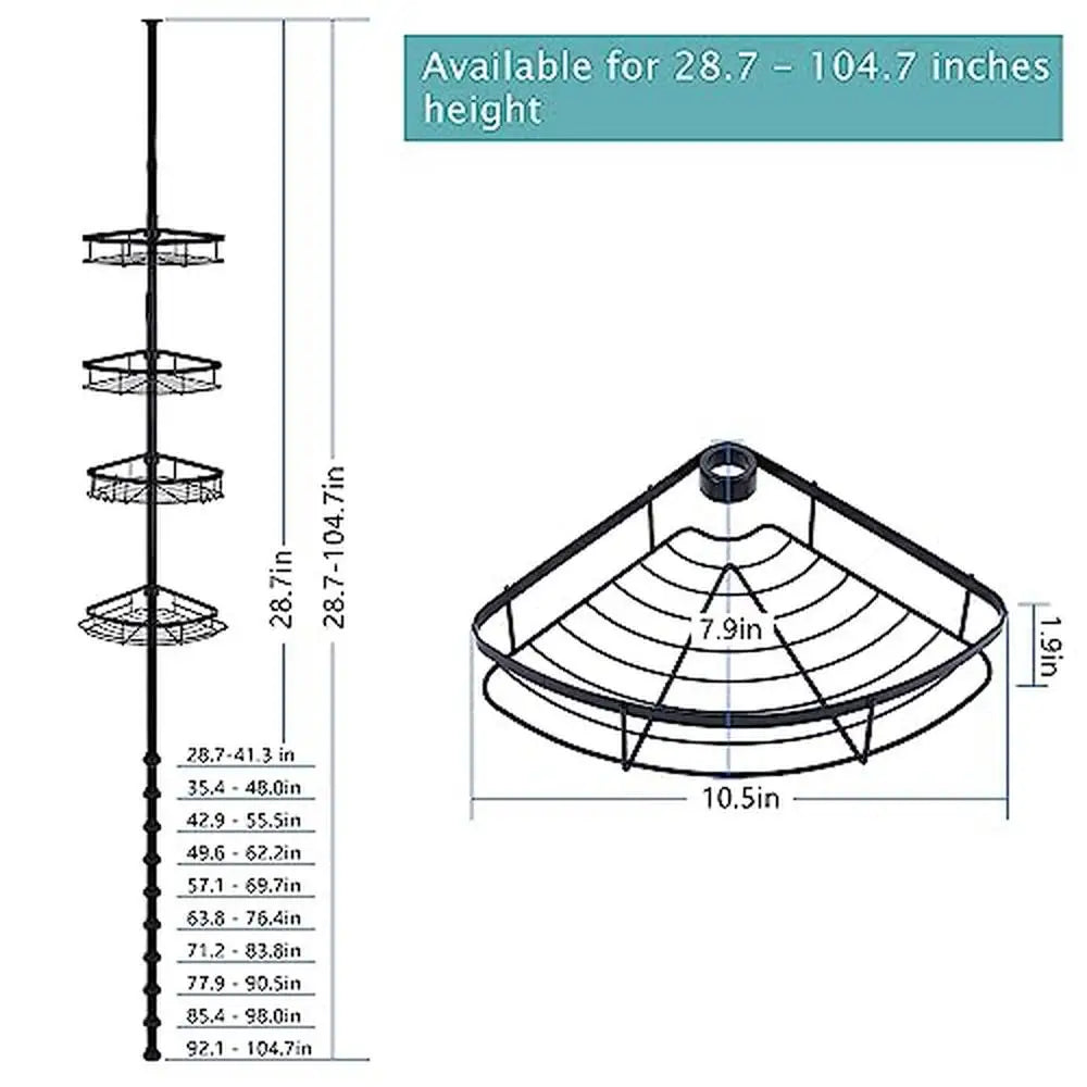 Corner Shower/Bathtub Caddy Organizer With Tension Pole