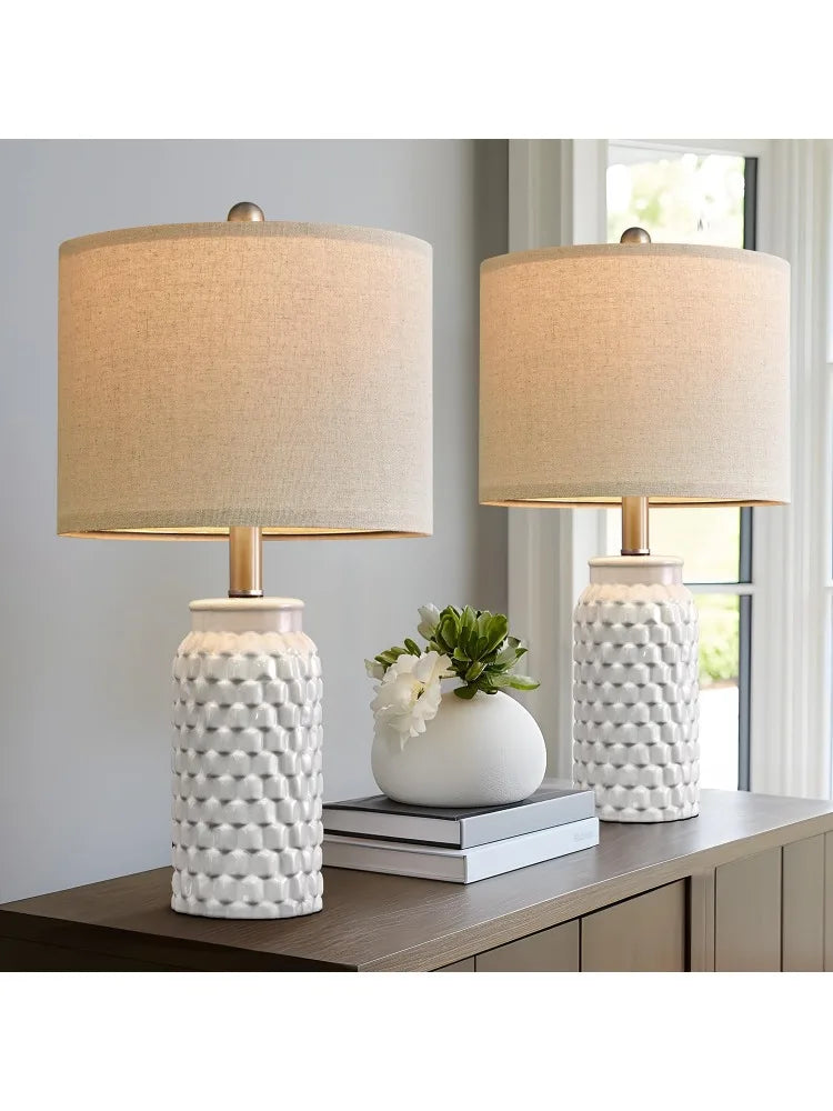Set of 2 20.5" White Ceramic Table Lamp
