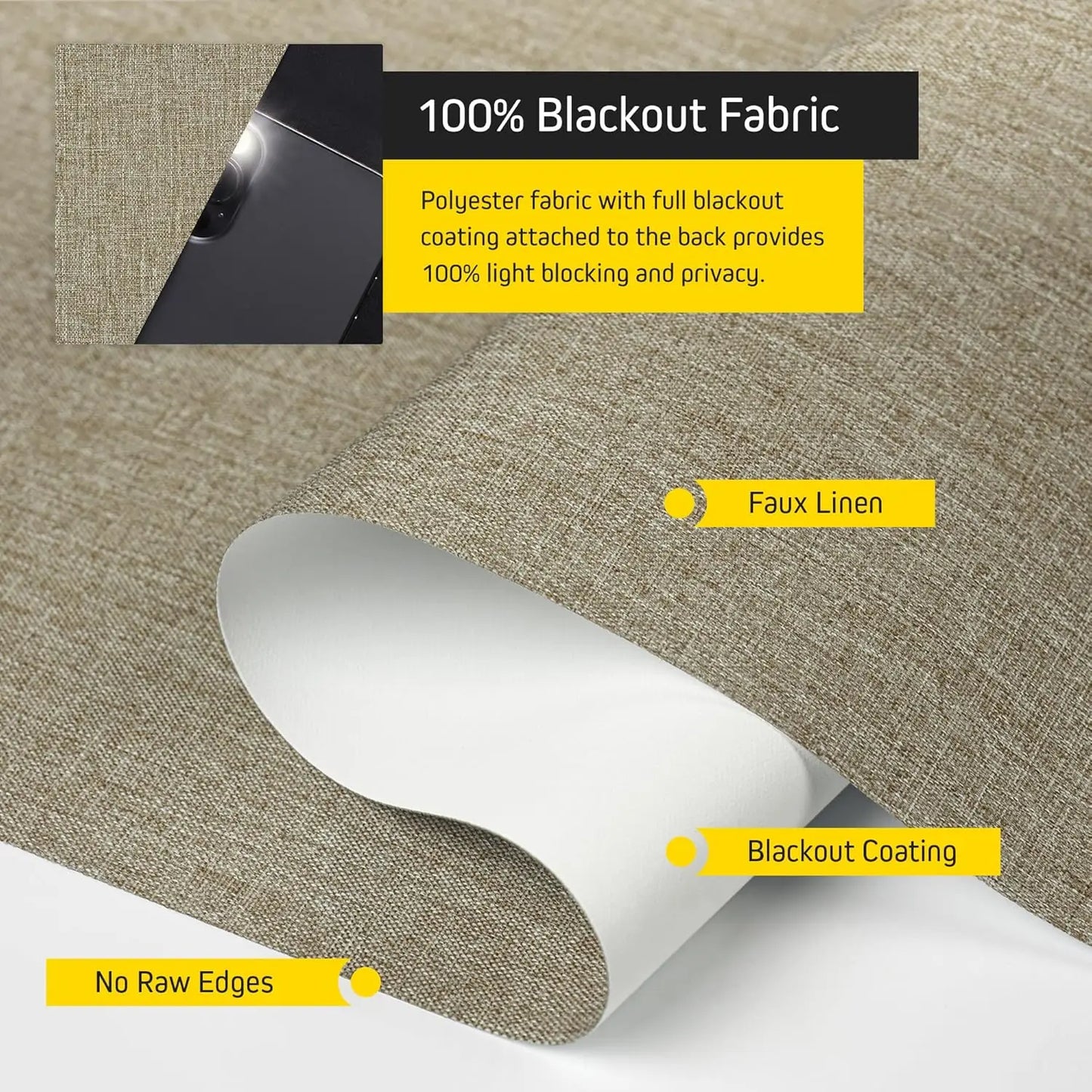 Blackout Artificial Linen Cordless Roller Shades for Indoor Windows