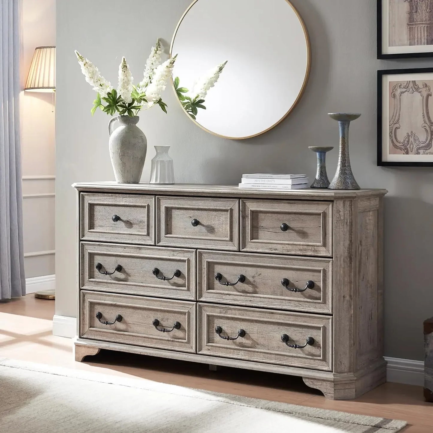 Farmhouse 54" Wide 7 Drawer Dresser