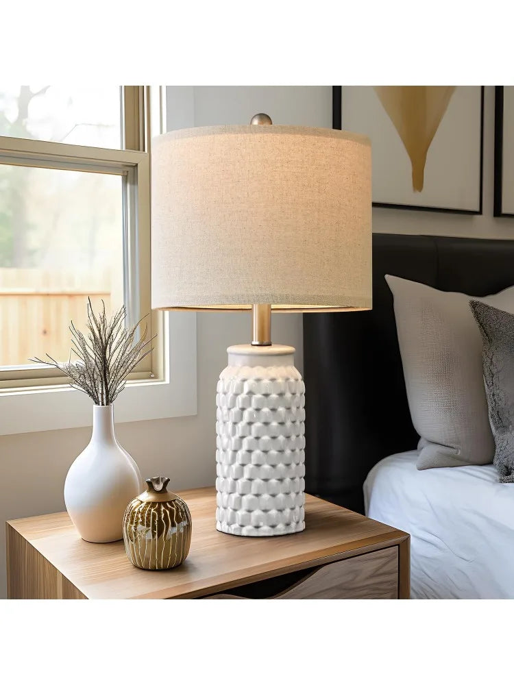 Set of 2 20.5" White Ceramic Table Lamp