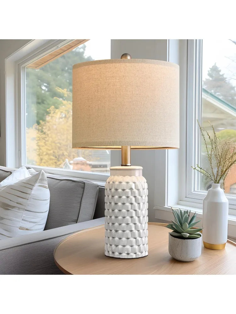 Set of 2 20.5" White Ceramic Table Lamp