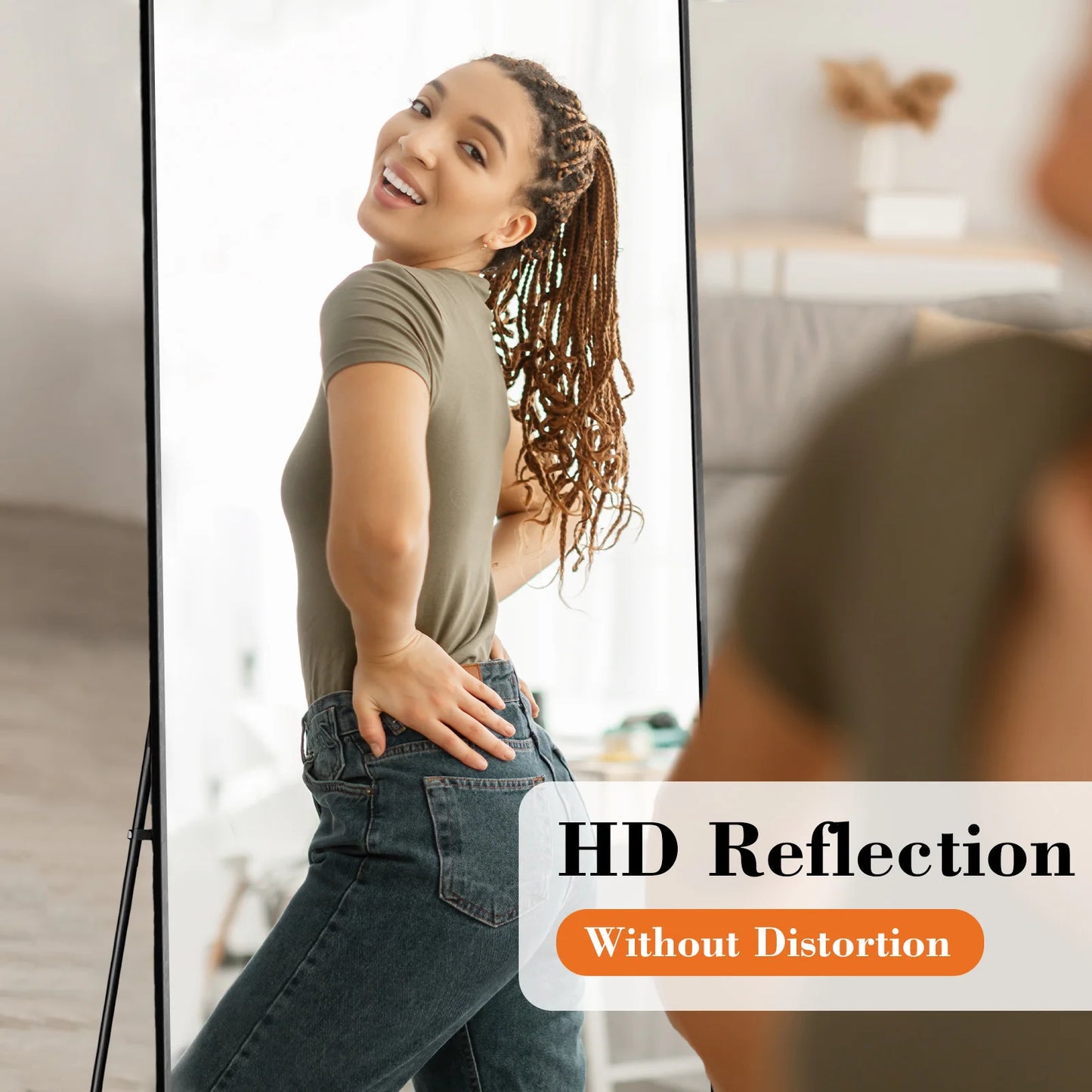 64"x21" Full Body Standing, Hanging or Leaning Mirrors with Stand