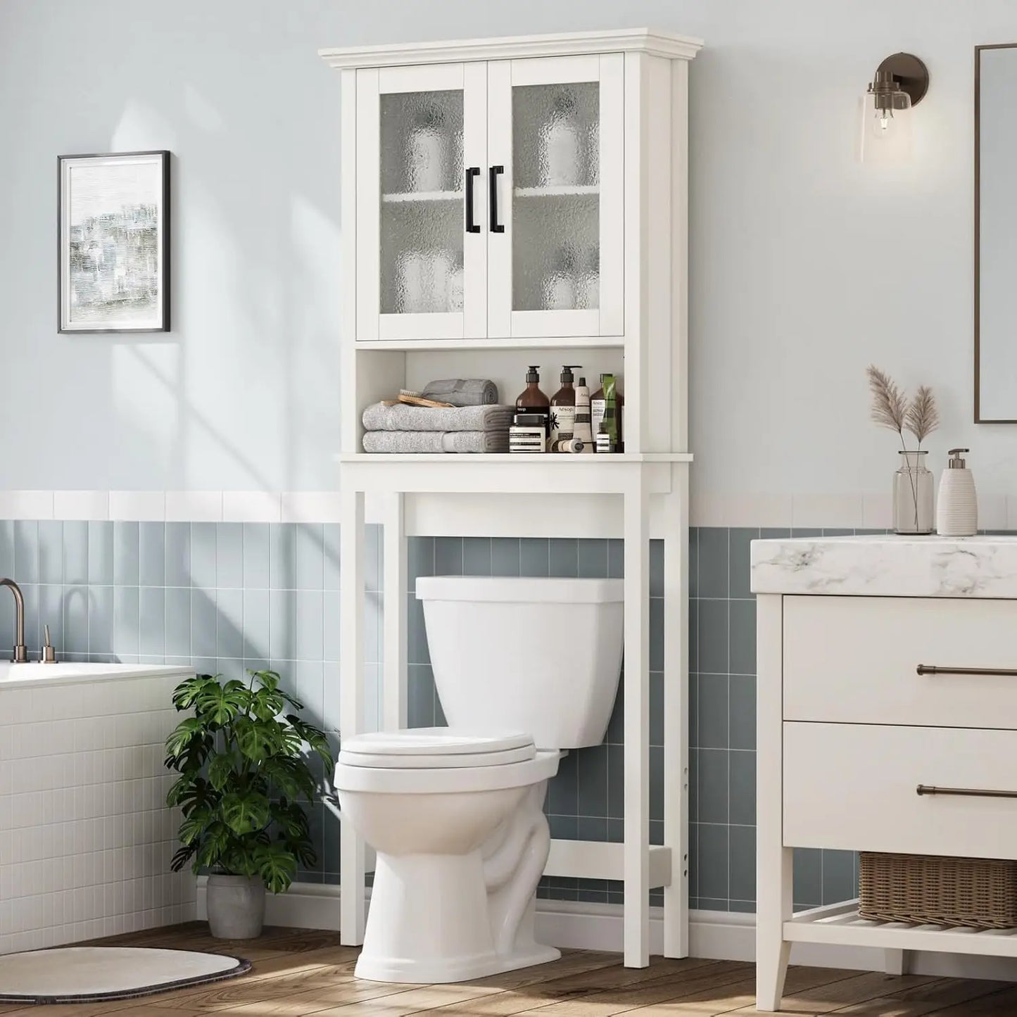 Over The Toilet Bathroom Storage Cabinet with Doors